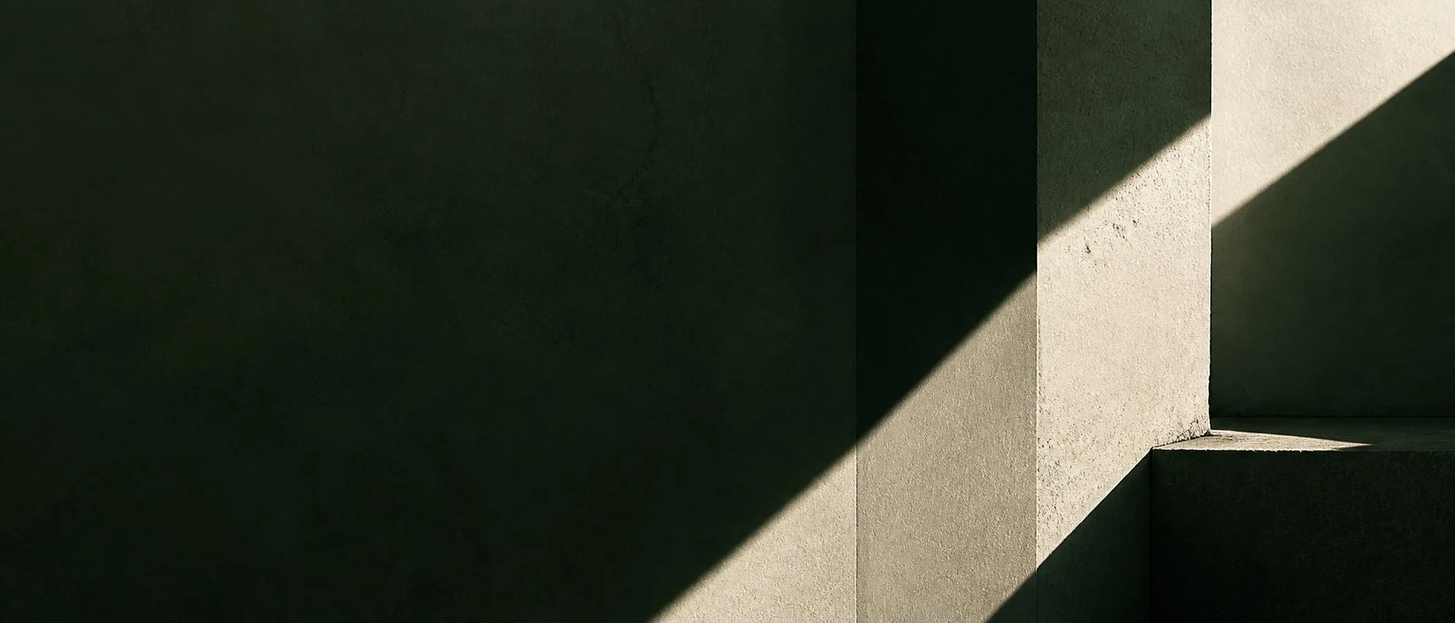 Luz rasante sobre un muro, en los verdes de la marca